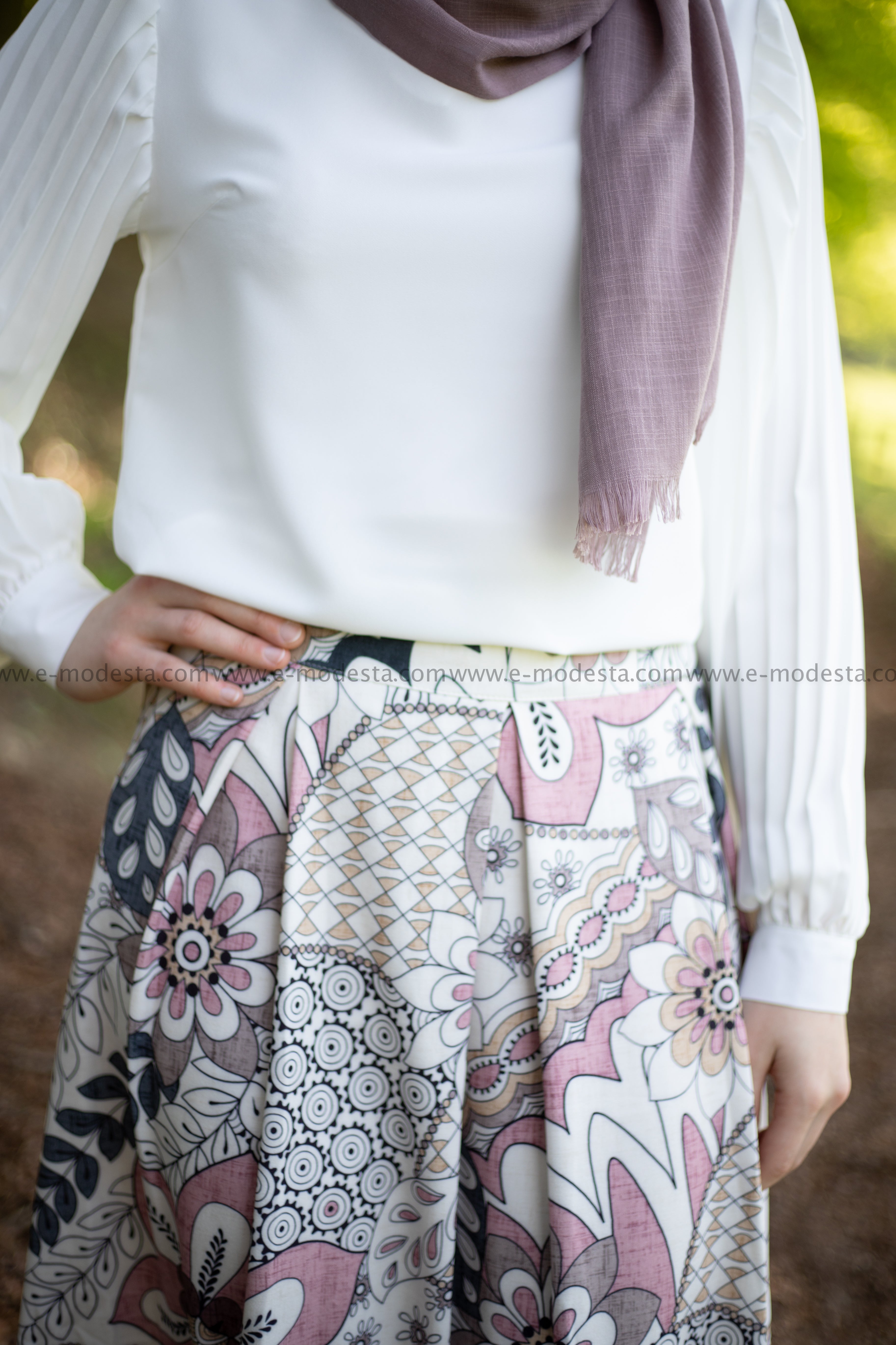 Maxi Floral Skirt | Pink & Purple | Lined from Inside - E-Modesta