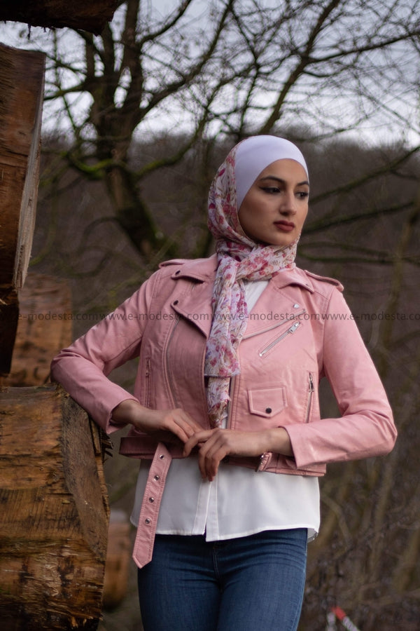 Leather Short Jacket - Pink Color - E-Modesta