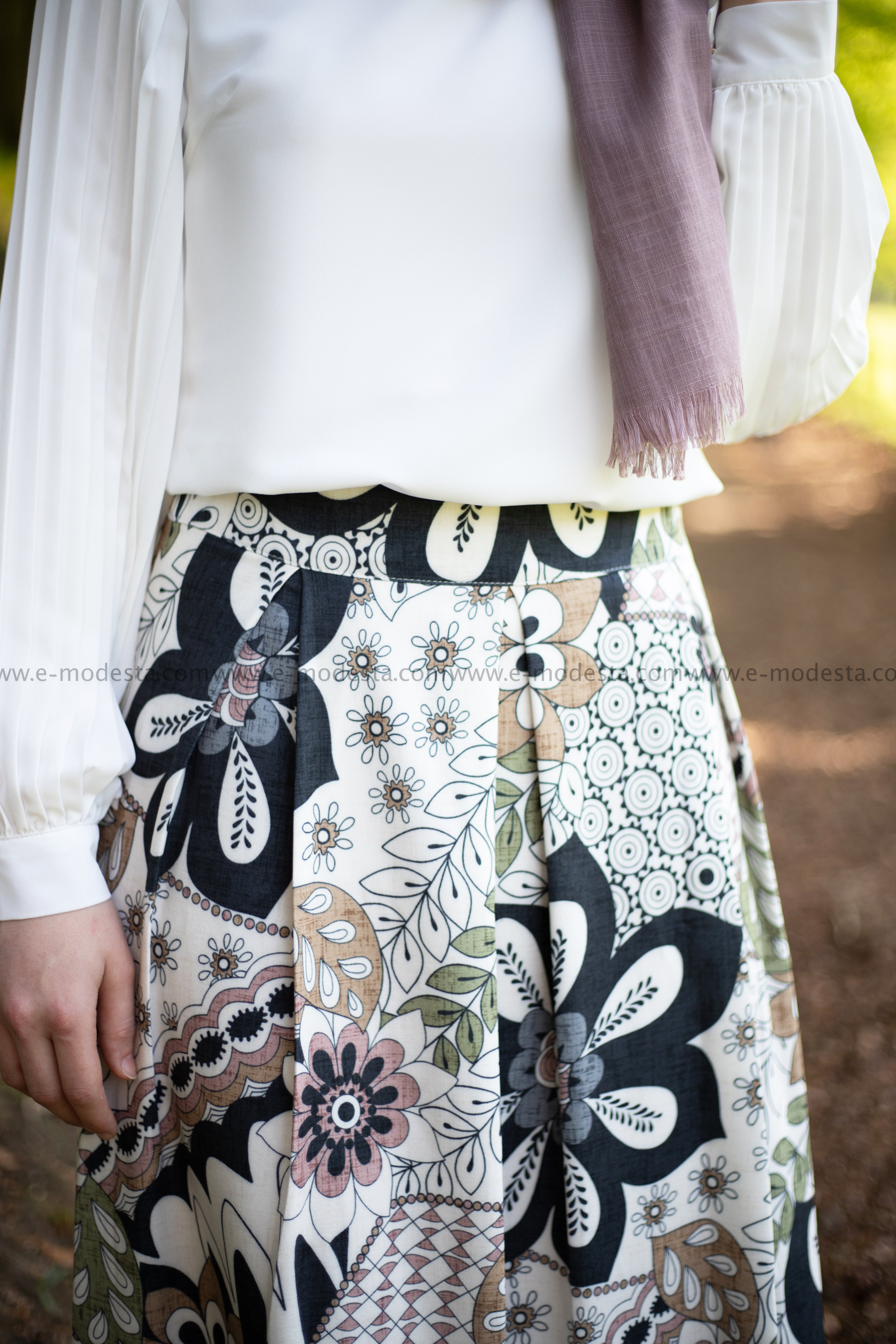Maxi Floral Skirt | Pink & Blue | Lined from Inside - E-Modesta