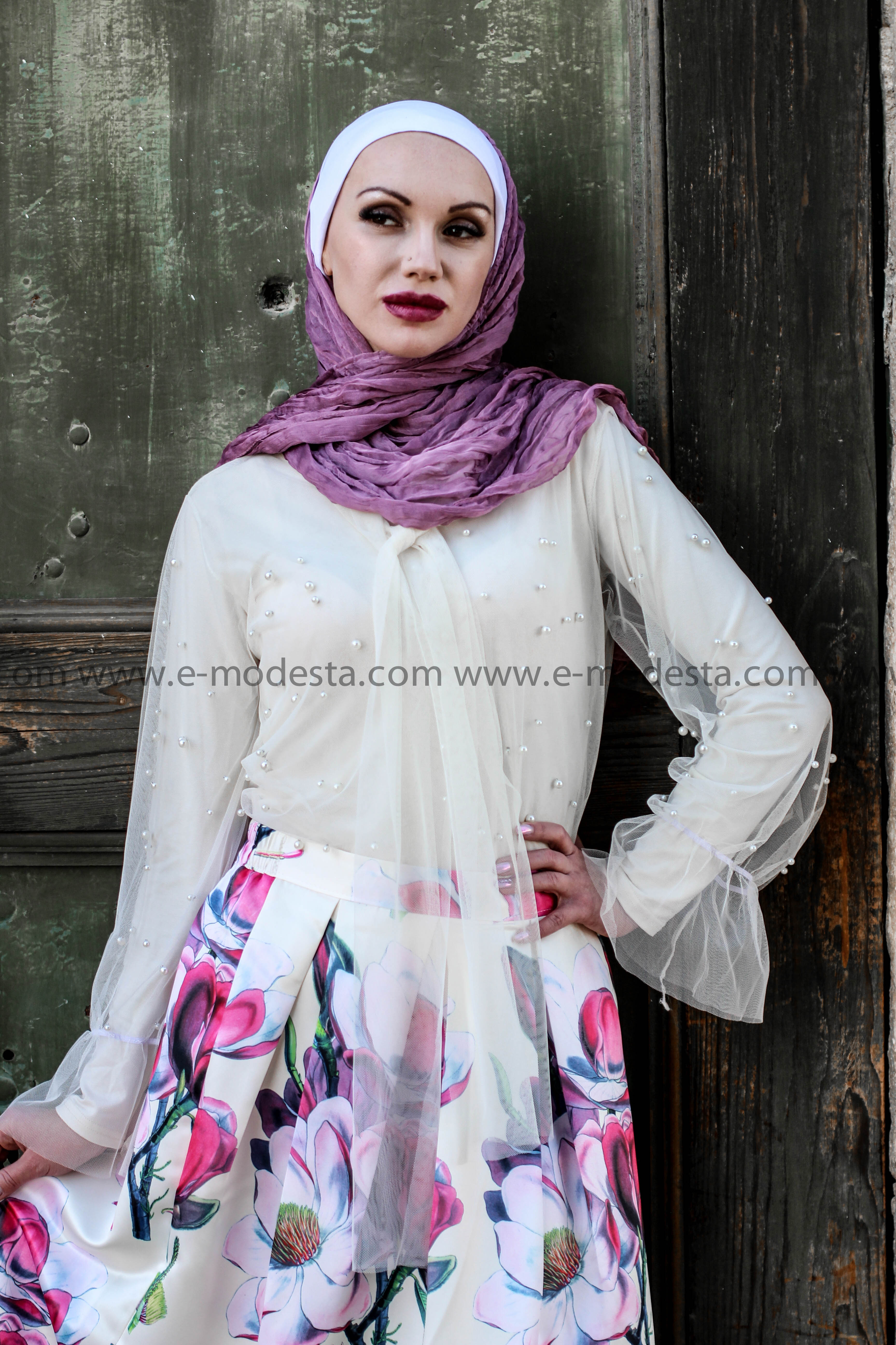 SALE Multicolored Maxi Pleated Floral Skirt - E-Modesta
