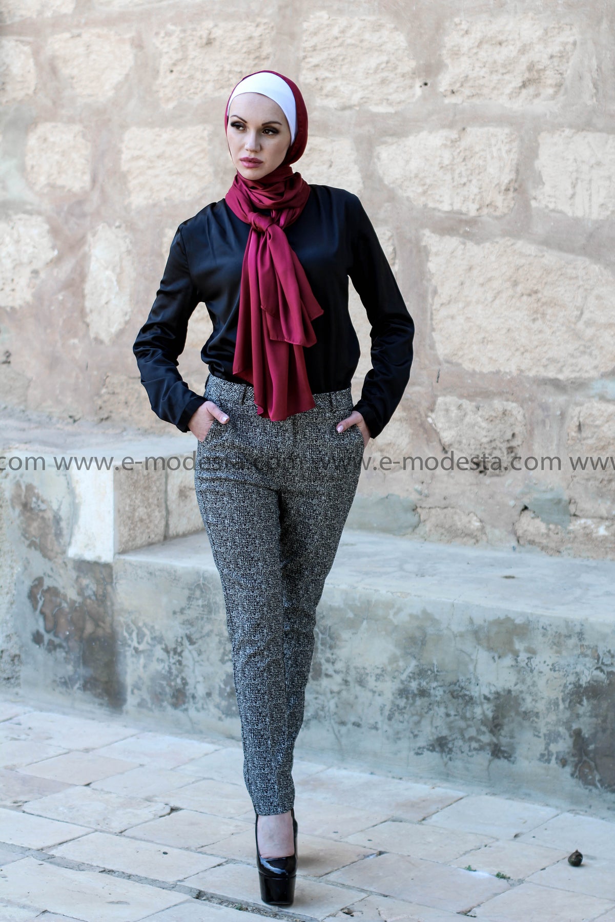 Geometric-Pattern Fashion Pants - E-Modesta