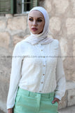 Light Green Fashion Pants & White Lace Shirt Outfit - E-Modesta