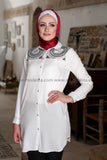 Mid-Length Shirt with Beads and Rhinestone Embroidery - E-Modesta